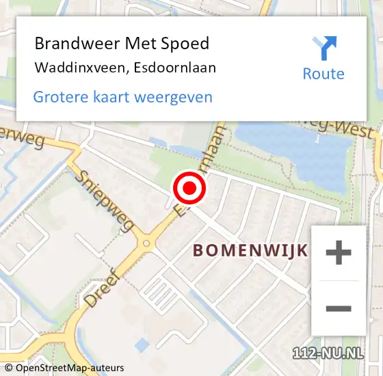 Locatie op kaart van de 112 melding: Brandweer Met Spoed Naar Waddinxveen, Esdoornlaan op 13 oktober 2014 18:09