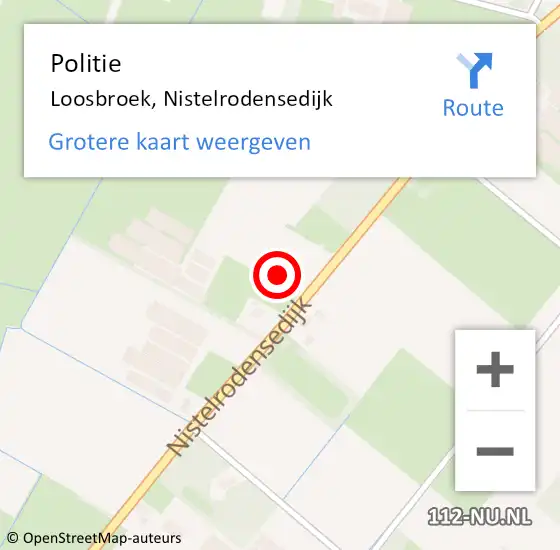 Locatie op kaart van de 112 melding: Politie Loosbroek, Nistelrodensedijk op 20 juli 2024 12:06