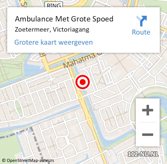 Locatie op kaart van de 112 melding: Ambulance Met Grote Spoed Naar Zoetermeer, Victoriagang op 20 juli 2024 12:07