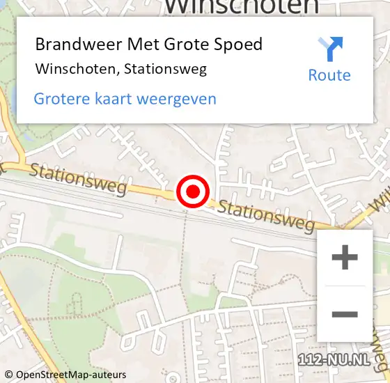 Locatie op kaart van de 112 melding: Brandweer Met Grote Spoed Naar Winschoten, Stationsweg op 20 juli 2024 12:12