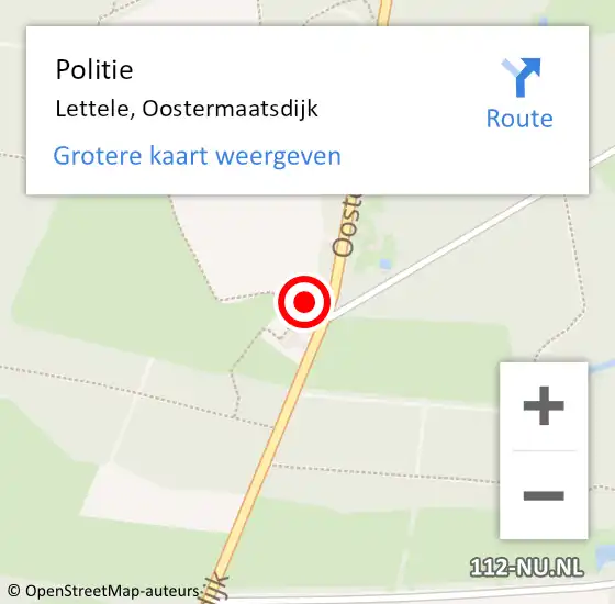 Locatie op kaart van de 112 melding: Politie Lettele, Oostermaatsdijk op 20 juli 2024 12:27