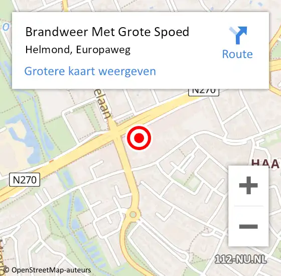 Locatie op kaart van de 112 melding: Brandweer Met Grote Spoed Naar Helmond, Europaweg op 20 juli 2024 12:31