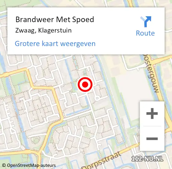 Locatie op kaart van de 112 melding: Brandweer Met Spoed Naar Zwaag, Klagerstuin op 20 juli 2024 12:39