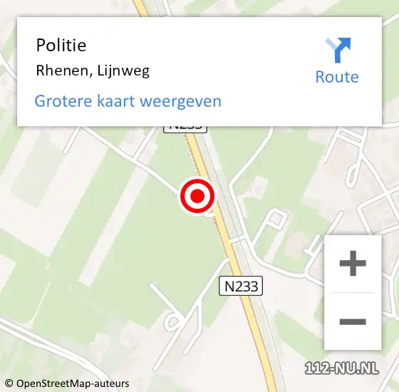 Locatie op kaart van de 112 melding: Politie Rhenen, Lijnweg op 20 juli 2024 12:46