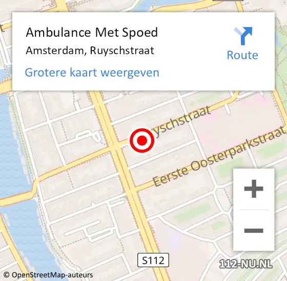 Locatie op kaart van de 112 melding: Ambulance Met Spoed Naar Amsterdam, Ruyschstraat op 20 juli 2024 13:01