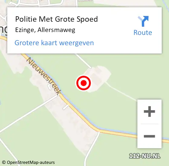 Locatie op kaart van de 112 melding: Politie Met Grote Spoed Naar Ezinge, Allersmaweg op 20 juli 2024 13:22