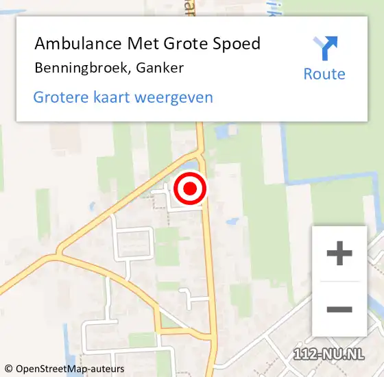 Locatie op kaart van de 112 melding: Ambulance Met Grote Spoed Naar Benningbroek, Ganker op 20 juli 2024 13:25