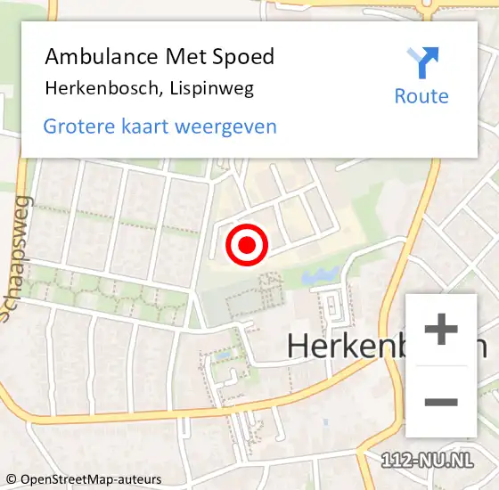 Locatie op kaart van de 112 melding: Ambulance Met Spoed Naar Herkenbosch, Lispinweg op 20 juli 2024 13:32