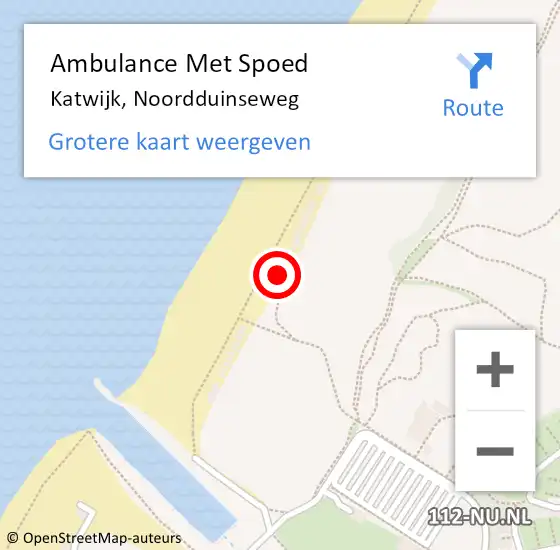 Locatie op kaart van de 112 melding: Ambulance Met Spoed Naar Katwijk, Noordduinseweg op 20 juli 2024 13:33