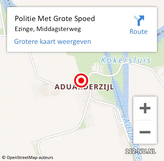 Locatie op kaart van de 112 melding: Politie Met Grote Spoed Naar Ezinge, Middagsterweg op 20 juli 2024 13:41