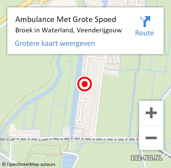 Locatie op kaart van de 112 melding: Ambulance Met Grote Spoed Naar Broek in Waterland, Veenderijgouw op 20 juli 2024 13:46