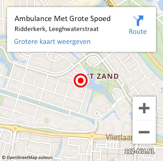 Locatie op kaart van de 112 melding: Ambulance Met Grote Spoed Naar Ridderkerk, Leeghwaterstraat op 20 juli 2024 13:47