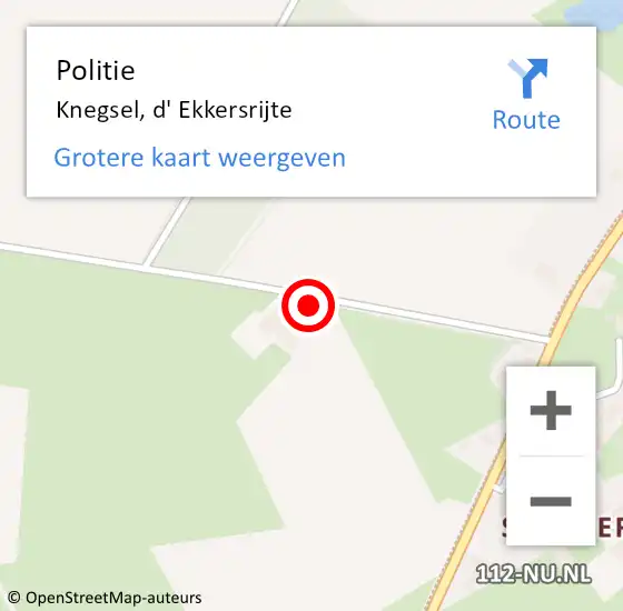 Locatie op kaart van de 112 melding: Politie Knegsel, d' Ekkersrijte op 20 juli 2024 14:18