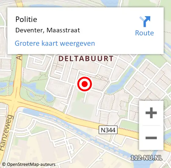 Locatie op kaart van de 112 melding: Politie Deventer, Maasstraat op 20 juli 2024 14:21