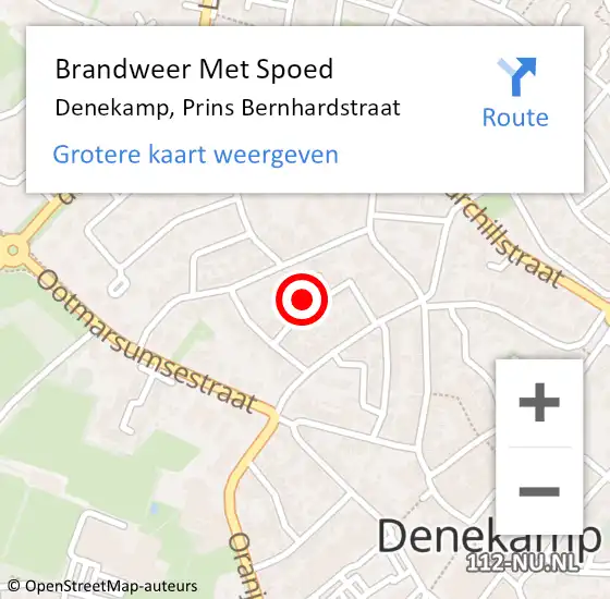 Locatie op kaart van de 112 melding: Brandweer Met Spoed Naar Denekamp, Prins Bernhardstraat op 20 juli 2024 14:23