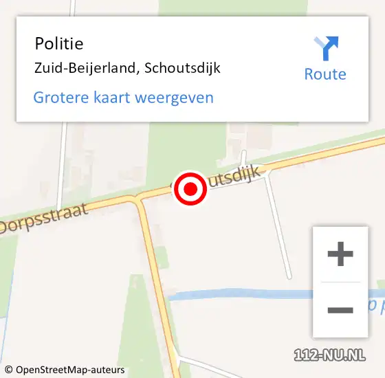 Locatie op kaart van de 112 melding: Politie Zuid-Beijerland, Schoutsdijk op 20 juli 2024 14:26