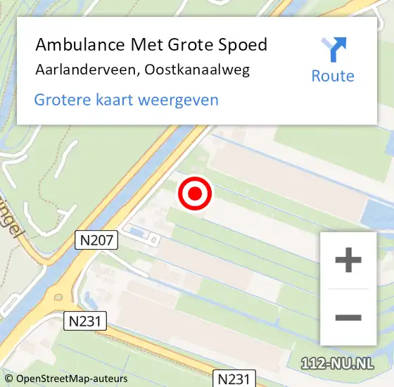 Locatie op kaart van de 112 melding: Ambulance Met Grote Spoed Naar Aarlanderveen, Oostkanaalweg op 20 juli 2024 14:37