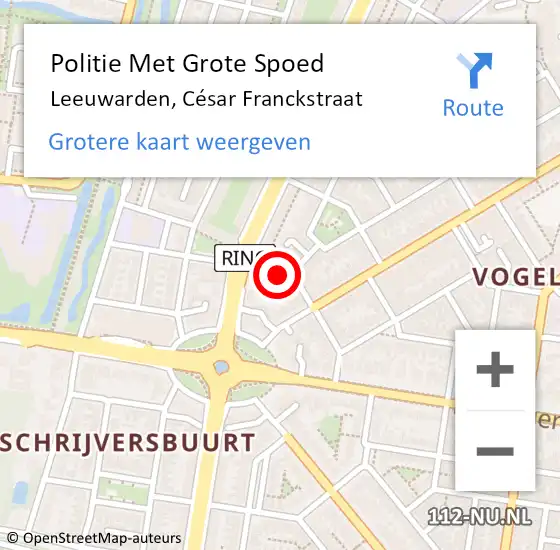 Locatie op kaart van de 112 melding: Politie Met Grote Spoed Naar Leeuwarden, César Franckstraat op 20 juli 2024 14:43