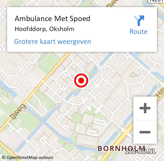 Locatie op kaart van de 112 melding: Ambulance Met Spoed Naar Hoofddorp, Oksholm op 20 juli 2024 14:53