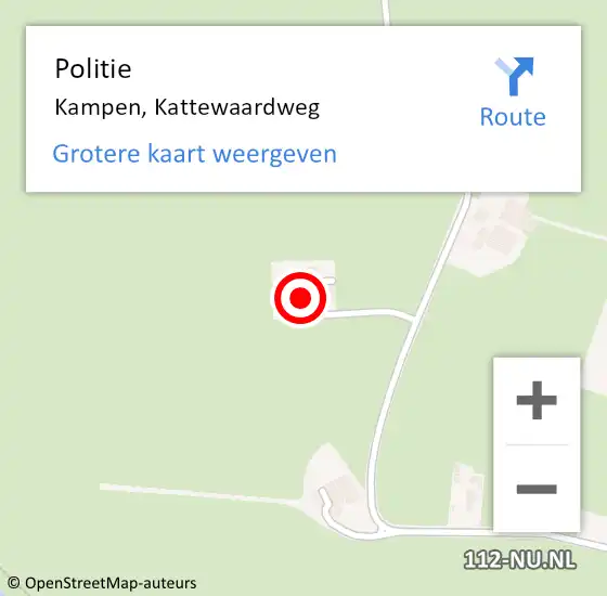 Locatie op kaart van de 112 melding: Politie Kampen, Kattewaardweg op 20 juli 2024 14:55