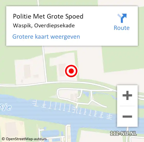 Locatie op kaart van de 112 melding: Politie Met Grote Spoed Naar Waspik, Overdiepsekade op 20 juli 2024 14:57