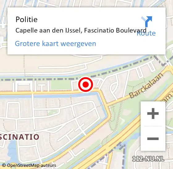 Locatie op kaart van de 112 melding: Politie Capelle aan den IJssel, Fascinatio Boulevard op 20 juli 2024 15:05