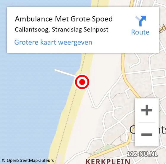 Locatie op kaart van de 112 melding: Ambulance Met Grote Spoed Naar Callantsoog, Strandslag Seinpost op 20 juli 2024 15:12
