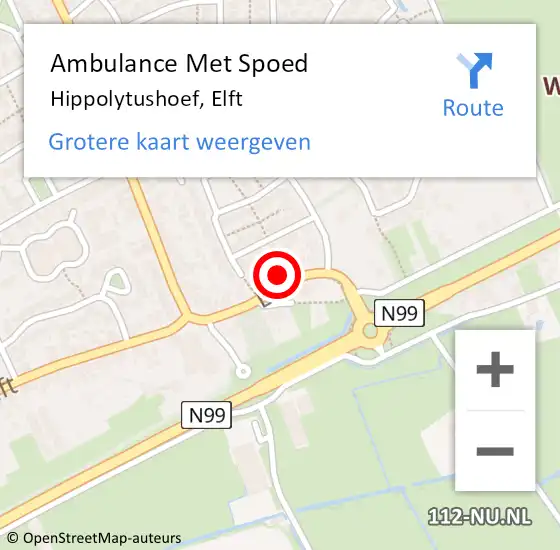 Locatie op kaart van de 112 melding: Ambulance Met Spoed Naar Hippolytushoef, Elft op 20 juli 2024 15:20