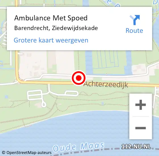 Locatie op kaart van de 112 melding: Ambulance Met Spoed Naar Barendrecht, Ziedewijdsekade op 20 juli 2024 15:45