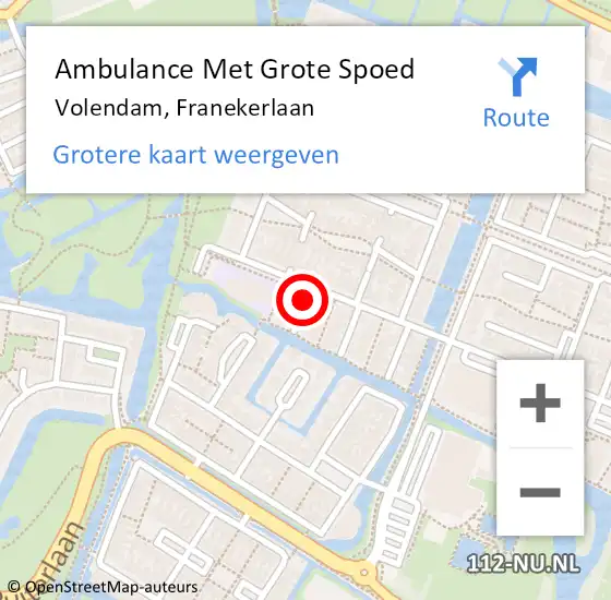 Locatie op kaart van de 112 melding: Ambulance Met Grote Spoed Naar Volendam, Franekerlaan op 20 juli 2024 15:45