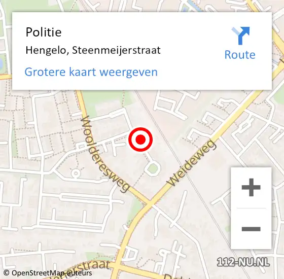 Locatie op kaart van de 112 melding: Politie Hengelo, Steenmeijerstraat op 20 juli 2024 15:48