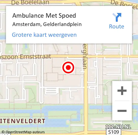 Locatie op kaart van de 112 melding: Ambulance Met Spoed Naar Amsterdam, Gelderlandplein op 20 juli 2024 15:49