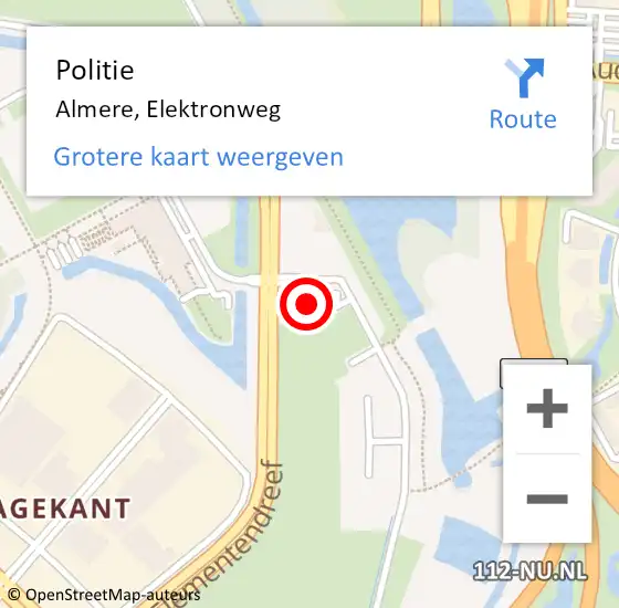 Locatie op kaart van de 112 melding: Politie Almere, Elektronweg op 20 juli 2024 15:49