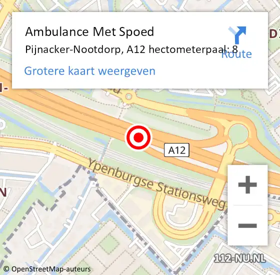 Locatie op kaart van de 112 melding: Ambulance Met Spoed Naar Pijnacker-Nootdorp, A12 hectometerpaal: 8 op 20 juli 2024 15:59