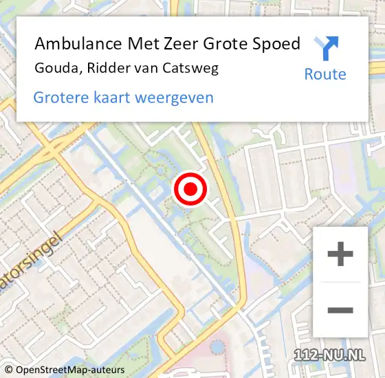 Locatie op kaart van de 112 melding: Ambulance Met Zeer Grote Spoed Naar Gouda, Ridder van Catsweg op 20 juli 2024 16:07