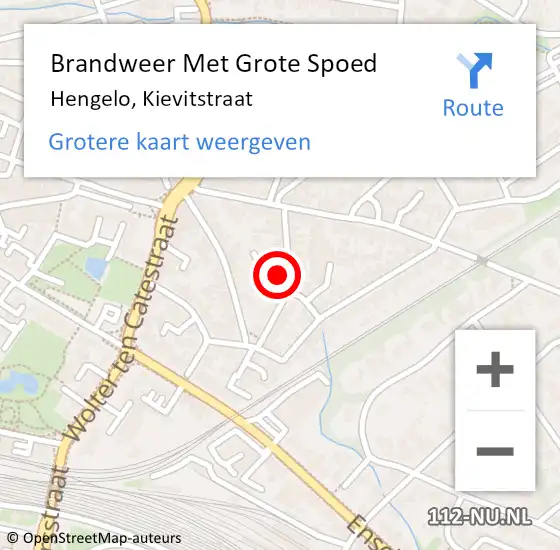 Locatie op kaart van de 112 melding: Brandweer Met Grote Spoed Naar Hengelo, Kievitstraat op 20 juli 2024 16:08