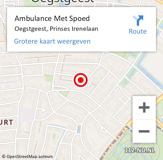 Locatie op kaart van de 112 melding: Ambulance Met Spoed Naar Oegstgeest, Prinses Irenelaan op 20 juli 2024 16:11