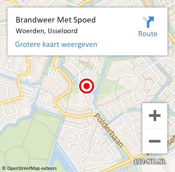 Locatie op kaart van de 112 melding: Brandweer Met Spoed Naar Woerden, IJsseloord op 20 juli 2024 16:16