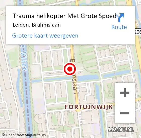 Locatie op kaart van de 112 melding: Trauma helikopter Met Grote Spoed Naar Leiden, Brahmslaan op 20 juli 2024 16:23