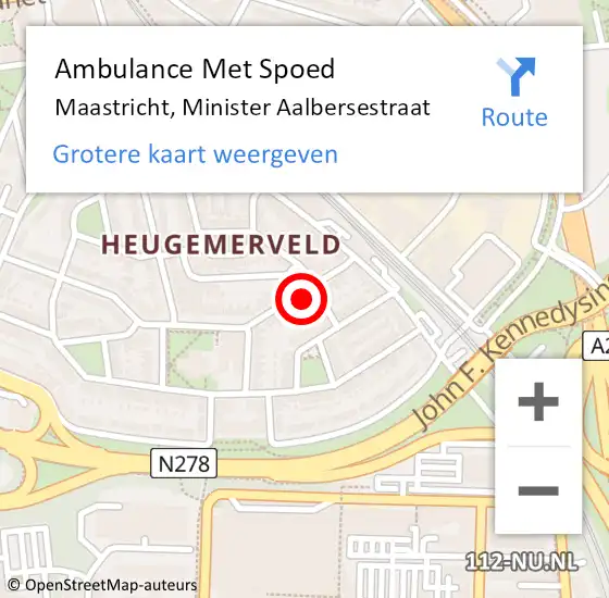 Locatie op kaart van de 112 melding: Ambulance Met Spoed Naar Maastricht, Minister Aalbersestraat op 20 juli 2024 16:34