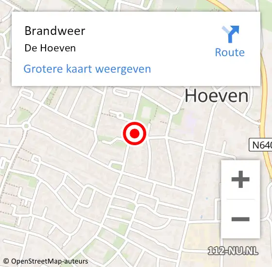 Locatie op kaart van de 112 melding: Brandweer De Hoeven op 13 oktober 2014 18:23