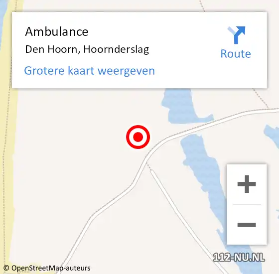 Locatie op kaart van de 112 melding: Ambulance Den Hoorn, Hoornderslag op 20 juli 2024 16:52