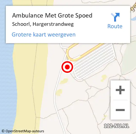 Locatie op kaart van de 112 melding: Ambulance Met Grote Spoed Naar Schoorl, Hargerstrandweg op 20 juli 2024 16:59