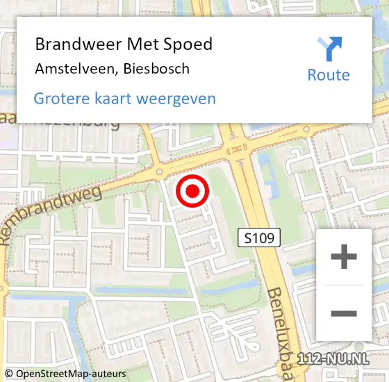 Locatie op kaart van de 112 melding: Brandweer Met Spoed Naar Amstelveen, Biesbosch op 20 juli 2024 17:15