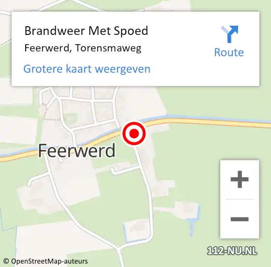 Locatie op kaart van de 112 melding: Brandweer Met Spoed Naar Feerwerd, Torensmaweg op 20 juli 2024 17:21