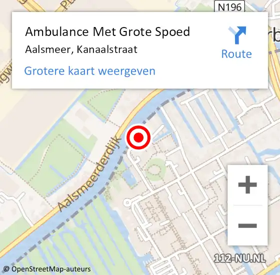 Locatie op kaart van de 112 melding: Ambulance Met Grote Spoed Naar Aalsmeer, Kanaalstraat op 20 juli 2024 17:21