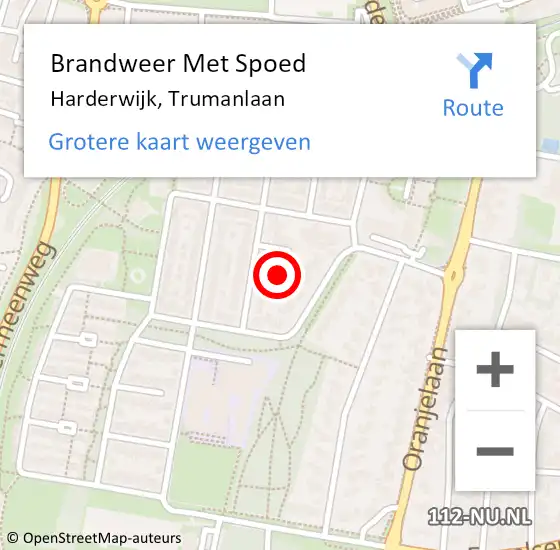 Locatie op kaart van de 112 melding: Brandweer Met Spoed Naar Harderwijk, Trumanlaan op 20 juli 2024 17:28