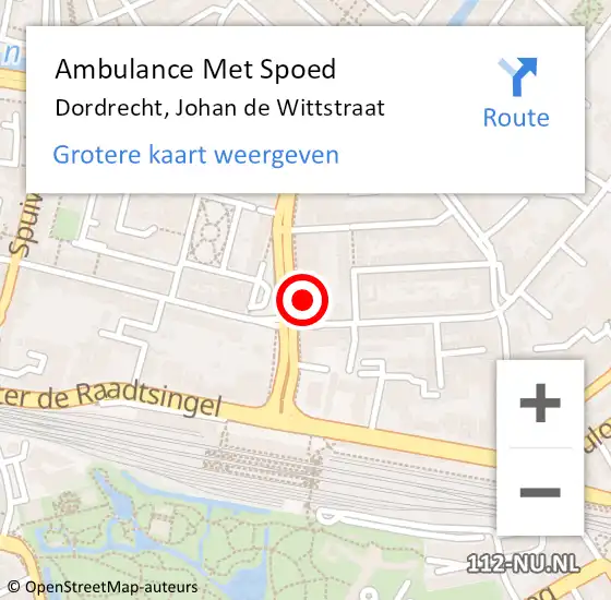 Locatie op kaart van de 112 melding: Ambulance Met Spoed Naar Dordrecht, Johan de Wittstraat op 20 juli 2024 17:38