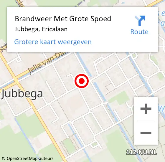 Locatie op kaart van de 112 melding: Brandweer Met Grote Spoed Naar Jubbega, Ericalaan op 20 juli 2024 17:59