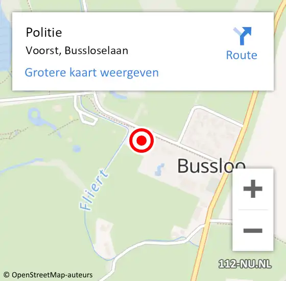 Locatie op kaart van de 112 melding: Politie Voorst, Bussloselaan op 20 juli 2024 18:05